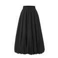 thumbnail image 4 of LWavelet Women Balloon Midi Skirt Elastic High Waist With Pockets Casual Summer A Line Skirt Black S, 4 of 7