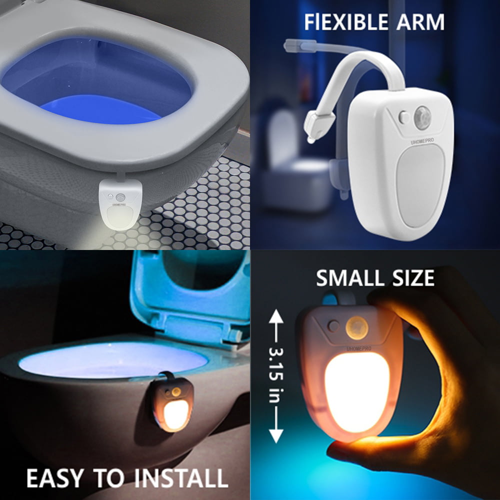 LED Toilet Night Light 8 Colour Changing Splashproof Infrared Motion Sensor 