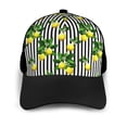 thumbnail image 3 of Naloa Lemons on Striped Adult adjustable Print Baseball Hat, Patchwork curved brim baseball capfor Men and Women, One Size, 3 of 5