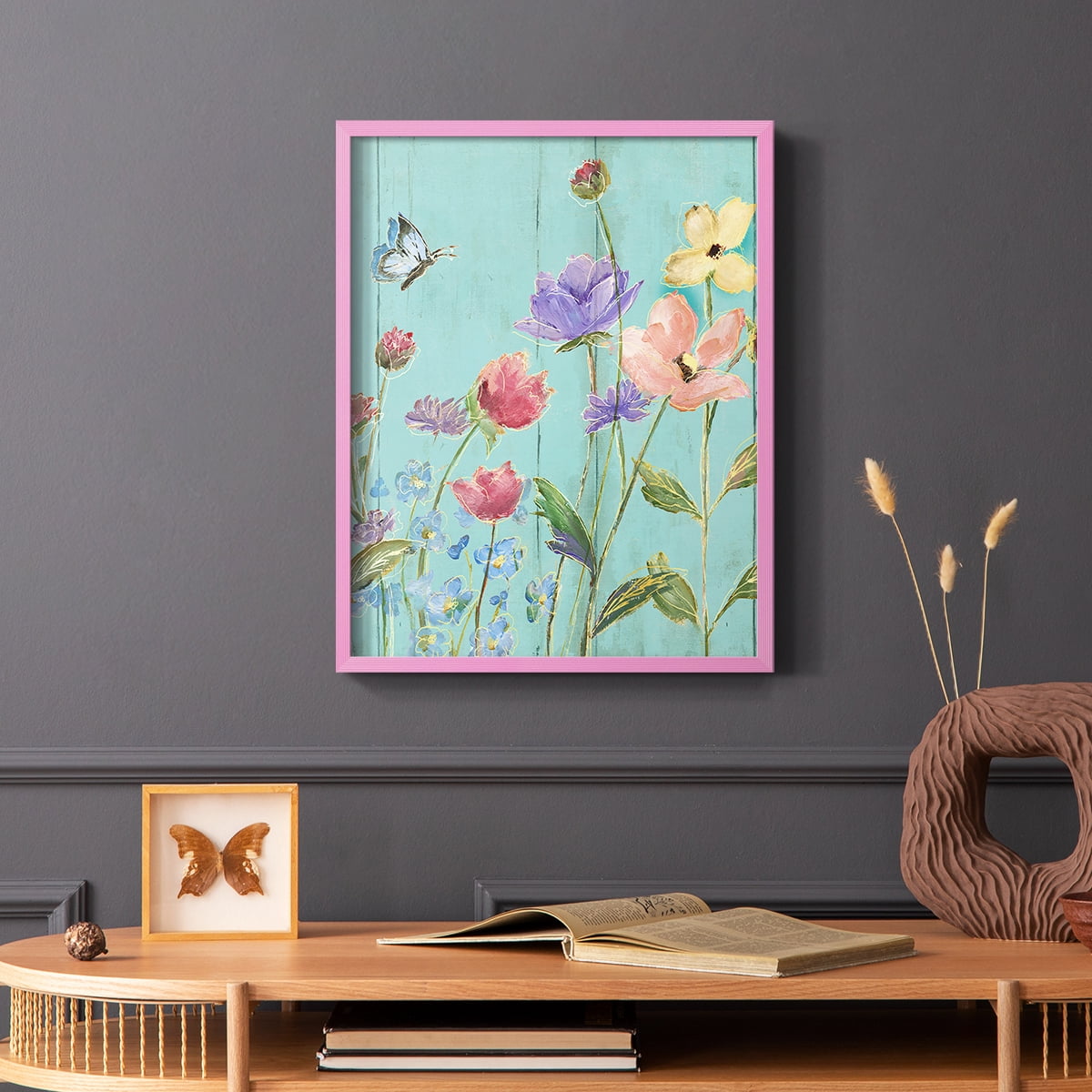 Wildflower Flutter III Framed Print - Solid Wood in Single Picture Frame Solid Wood 2 Framed Print