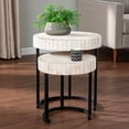 thumbnail image 3 of SEI Furniture Kennerly Iron/Wood Nesting Circle Side Tables, 20-3/4"H x 18-1/2"W x 18-1/2“D, Black/White, Set Of 2 Tables, 3 of 3