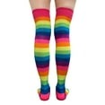 thumbnail image 4 of COUVER Women Striped Over Knee Stockings, Neon Rainbow, 2 Pairs, 4 of 7
