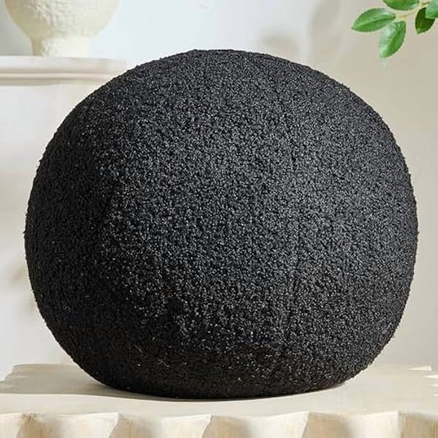 wonima44 11.8 inch Ball Pillow Round Decorative Pillow Black Sphere Shaped Throw Pillows Soft Nordic Style Boucle Pillows Cushion for Bed Couch Living Sofa Room Decor