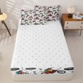 thumbnail image 4 of Manfei Sporty Motocross Zipper Twin Comforter Sets with Fitted Sheet and 2 Pillowcases,Cute Stars Zipper Bedding Set,White,Reversible,4pcs, 4 of 8