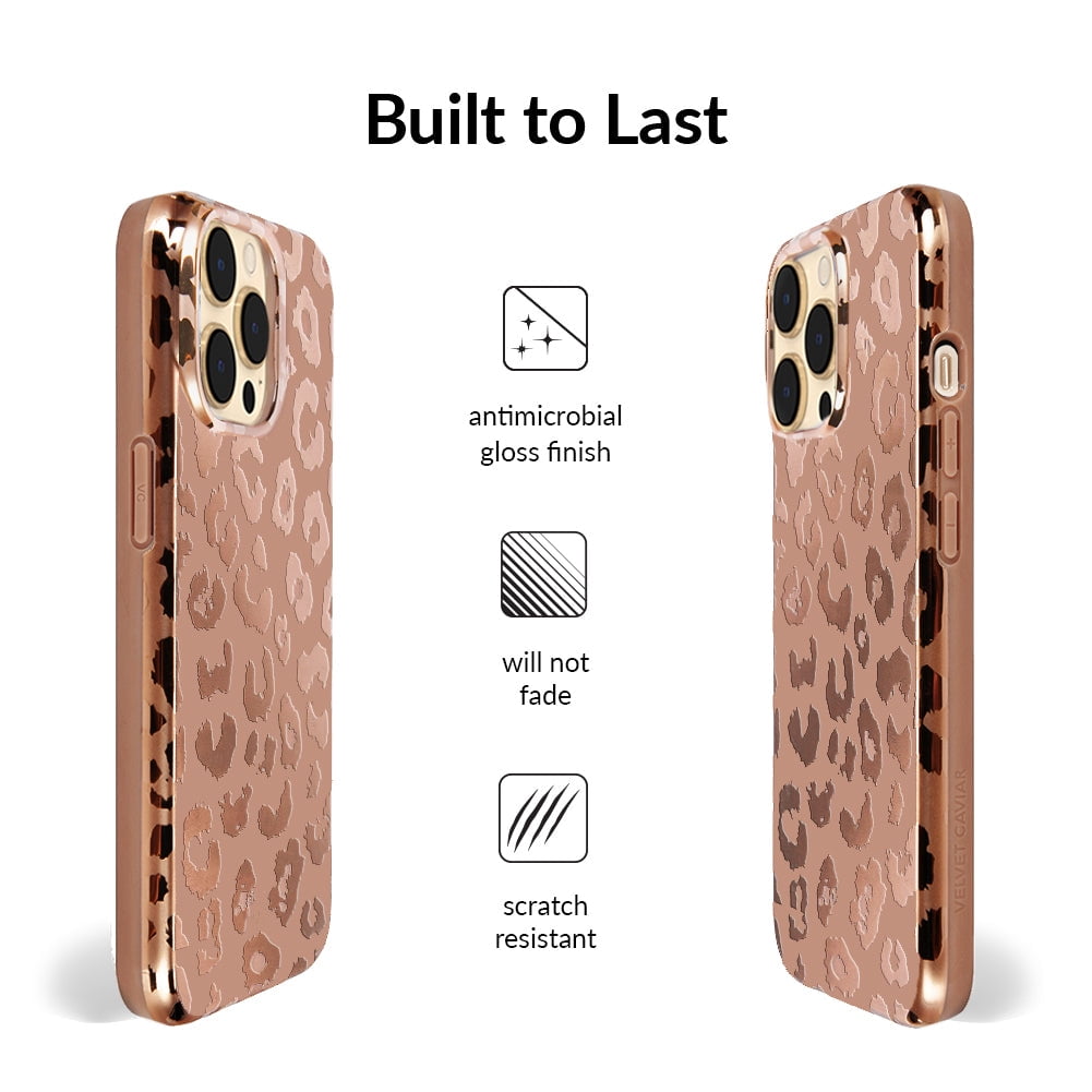 Velvet Caviar iPhone 14 Pro Case MagSafe Compatible - Cute Protective Phone Cases for Women - Bronze Chrome Leopard
