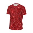 thumbnail image 6 of Wukai Red Glitter Print Men's Short-Sleeved Mesh T-Shirt,Quick-Dry Short Sleeve Workout T-Shirt-X-Small, 6 of 8