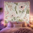thumbnail image 2 of Pale Pink Poppies and Orchids Against Textured Background, Romantic Watercolor for Plant Lovers, Floral Botanical Art Decor, Housewarming Gift, Tapestry Wall Hanging for Bedroom and Living Room, 2 of 7