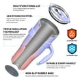 thumbnail image 2 of THILY 40 oz Insulated Tumbler with Handle - Stainless Steel Coffee Travel Mug with Lid and Straws, Keep Drinks Cold for 34 Hours or Hot for 12 Hours, BPA Free, Lavender Dream, 2 of 4