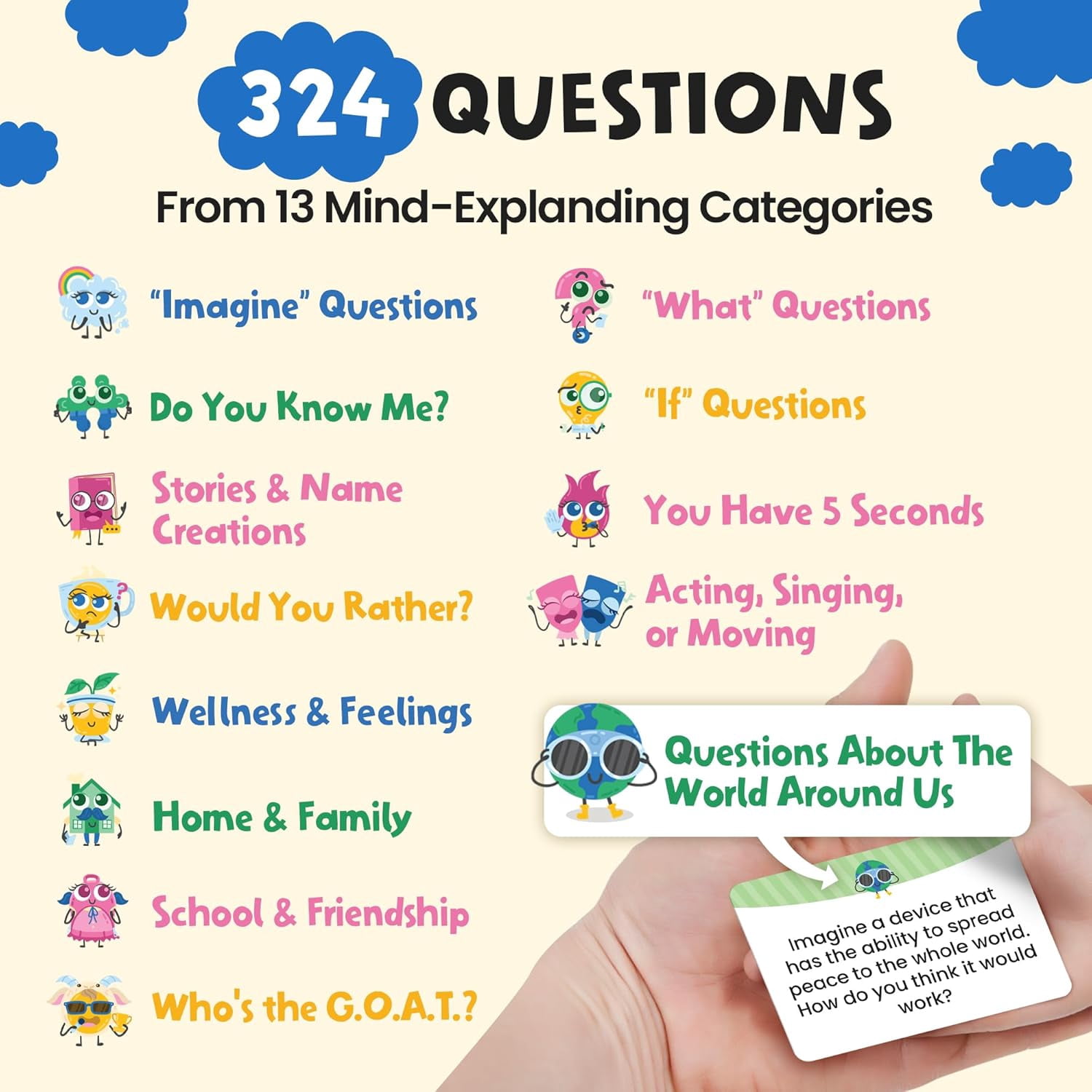 400 Silly, Interactive Conversation Cards for Kids Ages 6-11 – Connect with Activities and Questions – 2.5" x 1.75"