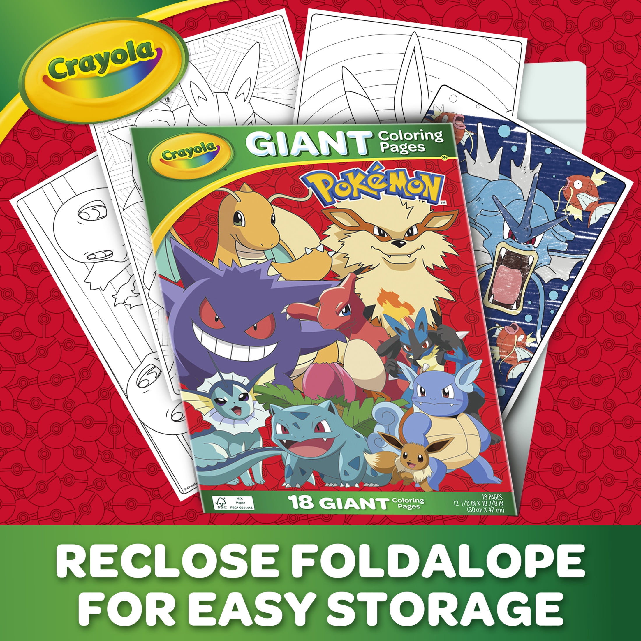 Crayola Pokémon Giant Coloring Pages, Kids Coloring Activities, Gifts for Kids, Ages 3+