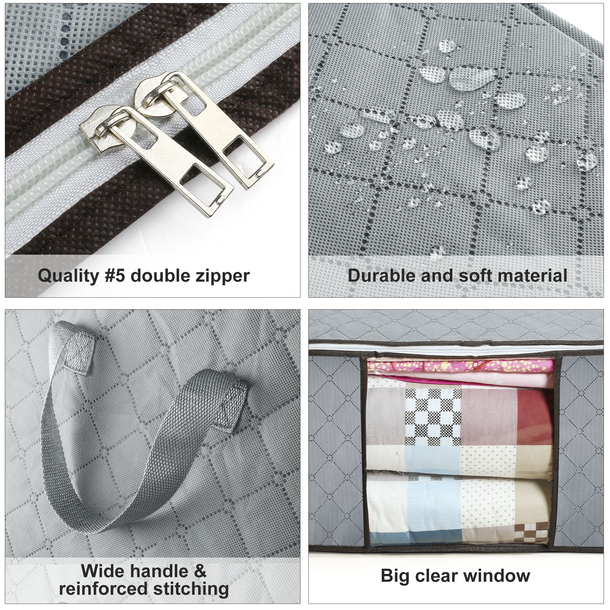Pack of 3 Foldable Clothes Storage Zipper Bag - Bazaarzo
