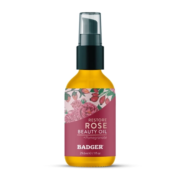 Badger Damascus Rose Face Oil with Jojoba, 1 fl oz