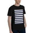 thumbnail image 2 of Bingfone Navy Blue And White Stripes Men'S Loose Fit Short-Sleeve Pocket T-Shirt, 2 of 7