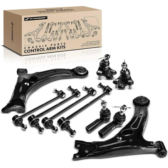 A-Premium 8Pcs Front Lower Control Arm Ball Joint Sway Bar Link Outer Tie Rod End Compatible with Toyota Matrix Pontiac Vibe 2003 2004 2005 2006 2007 2008