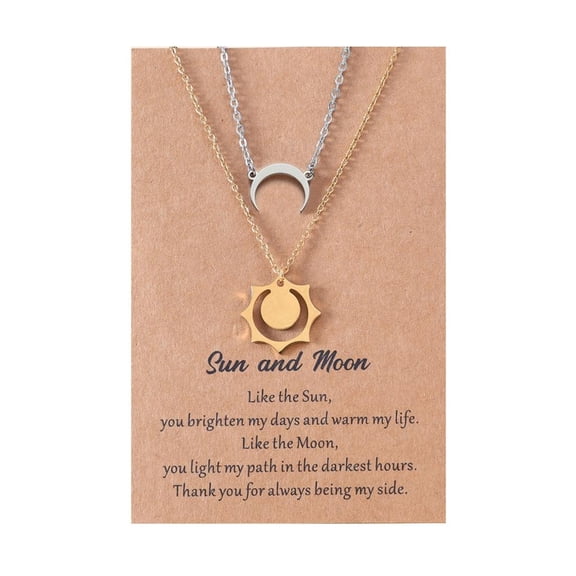 Osdhezcn 2Pcs Sun and Moon Pendant Necklace BFF Clavicle Chain Friendship Necklace Couple