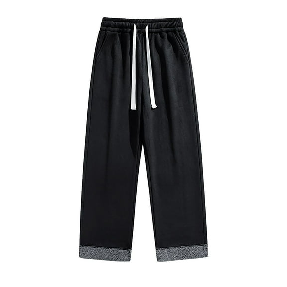 MIXUE Mens Cargo Pants Solid Color Drawstring Pocket Loose Sweatpants for Men Daily-Wear,Black,XXL