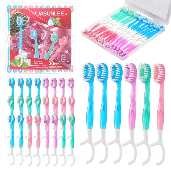 Cepillo de dientes mini desechable 5 en 1 para viaje, 30 unidades, JASUNLEE