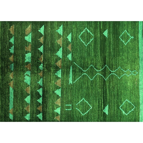 Ahgly Company Indoor Rectangle Oriental Green Industrial Area Rugs, 5' x 7'
