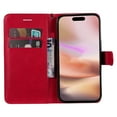 thumbnail image 3 of for iPhone 16 Wallet Case, with Credit Card Holder and Wrist Strap, RFID Blocking PU Leather Flip Magnetic Cell Phone Cover Case for iPhone 16, Red, 3 of 8