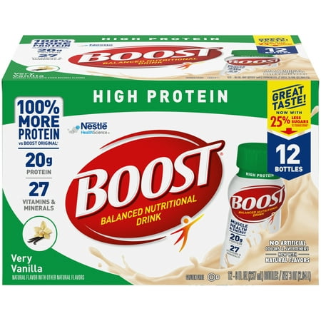 BOOST High Protein Ready to Drink Nutritional Drink, Very Vanilla Protein Drink, 24 Count (2 - 12 Packs)