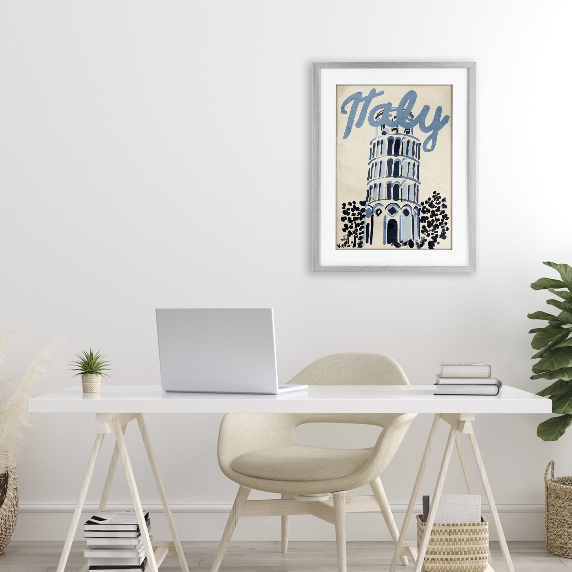 Stupell Industries Blue & Beige Italy Travel Gray Framed Print Under Glass, design by Annabelle Hall
