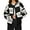 Black, variant on Bow Plaid Button Long Sleeve Women's Color Block Cardigan Knitted Jacket