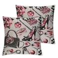 thumbnail image 2 of YANMS Fashion Cosmetics Pink Female Shoes Perfume Farmhouse Style Decorative Throw Pillow Cover Cushion Case for Sofa Couch Housewarming Gift Home Decor White, 2 of 6