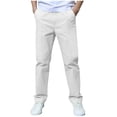 thumbnail image 2 of ITSAME Boys School Uniform Pants, Straight Leg Elastic Waist Flat Front Kids Leisure Fashion Pants White 7-8T, 2 of 7