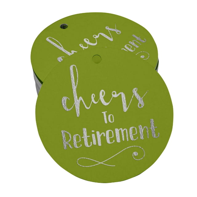 Inkdotpot Silver Foil Paper Hang Tags Cheers To Retirement Favor Tags 50 Pieces