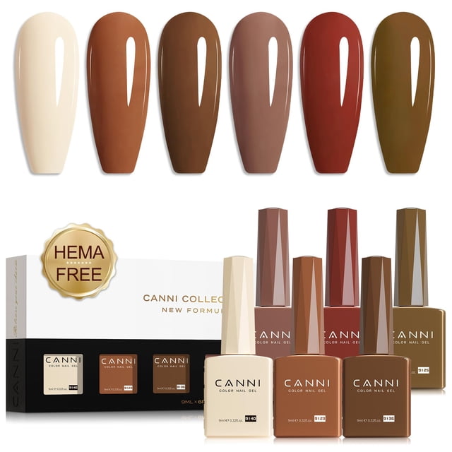 Esmalte de uñas en gel CANNI Brown Nude, 6 colores, 9 ml, set Skin Tone
