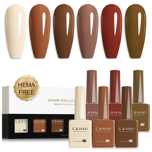 Esmalte de uñas en gel CANNI Brown Nude, 6 colores, 9 ml, set Skin Tone