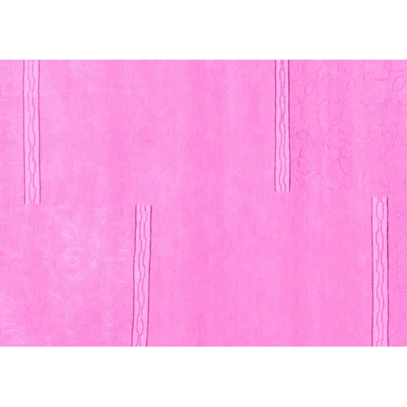 Ahgly Company Indoor Rectangle Solid Pink Modern Area Rugs, 7' x 10'