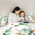 thumbnail image 4 of Feelyou Magic Dragon Animal Bedding Comforter Set 7 Pieces for Kids, Hippo Zebra Wildlife Full Bedding Set, Green Leaf Plant Reversible Fitted Sheet Flat Sheet, Microfiber Bedroom Decor, 4 of 8