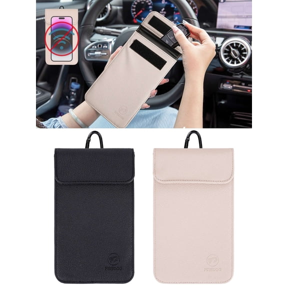 Deago Security Pouch Faraday Bag Cell Phone Anti-Tracking Anti-Spying GPS RFID Signal Blocking Bag Shielding Pouch Wallet Case for Cell Phone Privacy Protection Car Key (Black)