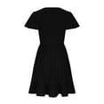 thumbnail image 4 of Lmnyox Flare Midi Dress for Women Ruffle Short Sleeve V Neck Dress Casual Elastic Waist Sundress, 4 of 5