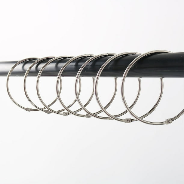 Ganchos de cortina de estilo redondo marino Uxcell de 2.5" con clip rodante de metal tono plateado para baño, 12 piezas