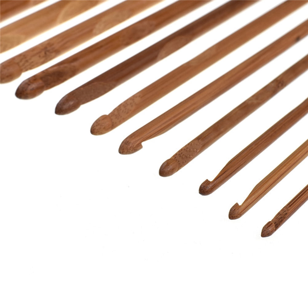 HEMOTON Durable Bamboo Crochet Hooks Set for DIY Projects with Smooth Surface and 15 Sizes from 3 to 25 mm