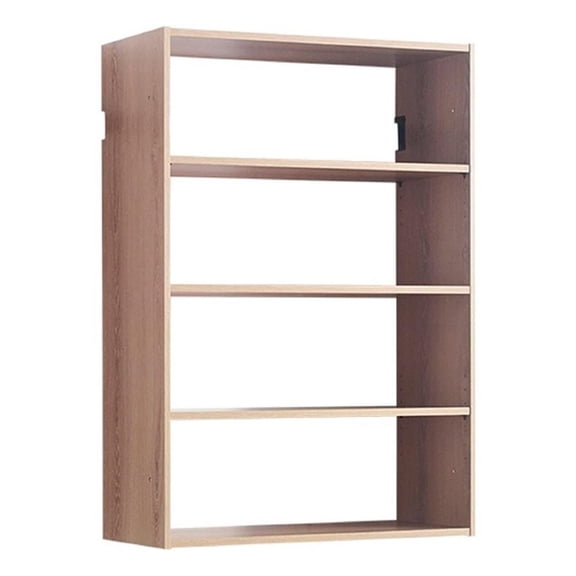 Benjara Vedz Wall Mount Adjustable Shelf- 4 Open Shelves- Oak Brown Melamine