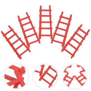 Échelle miniature en bois pour décor rouge couleur sûre et durable, fabriquée avec détail 5 Pièces