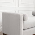 thumbnail image 4 of 53.5" Wide Vintage Bench with Wood Legs & Velvet Upholstery, Bolster Pillows Ottoman for Bedroom End of Bed, Living Room & Entryway Seating, Light Gray, 4 of 6