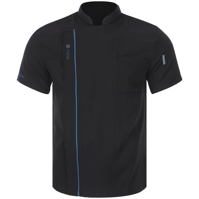 zdhoor Unisex Short Sleeve Chef Coat for Mens Womens Chef Jacket with Pockets Kitchen Uniform T Black L