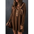 thumbnail image 1 of Women's Brown Waffle Knit Buttoned Long Sleeve Top, 1 of 19