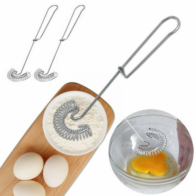 Oleegame 1PC 10 Inch Stainless Steel Egg Mixer Baking Tool Stainless Steel Spring Egg Beater Kitchen Whisk Milk Frother For Cooking 2pcs Silver