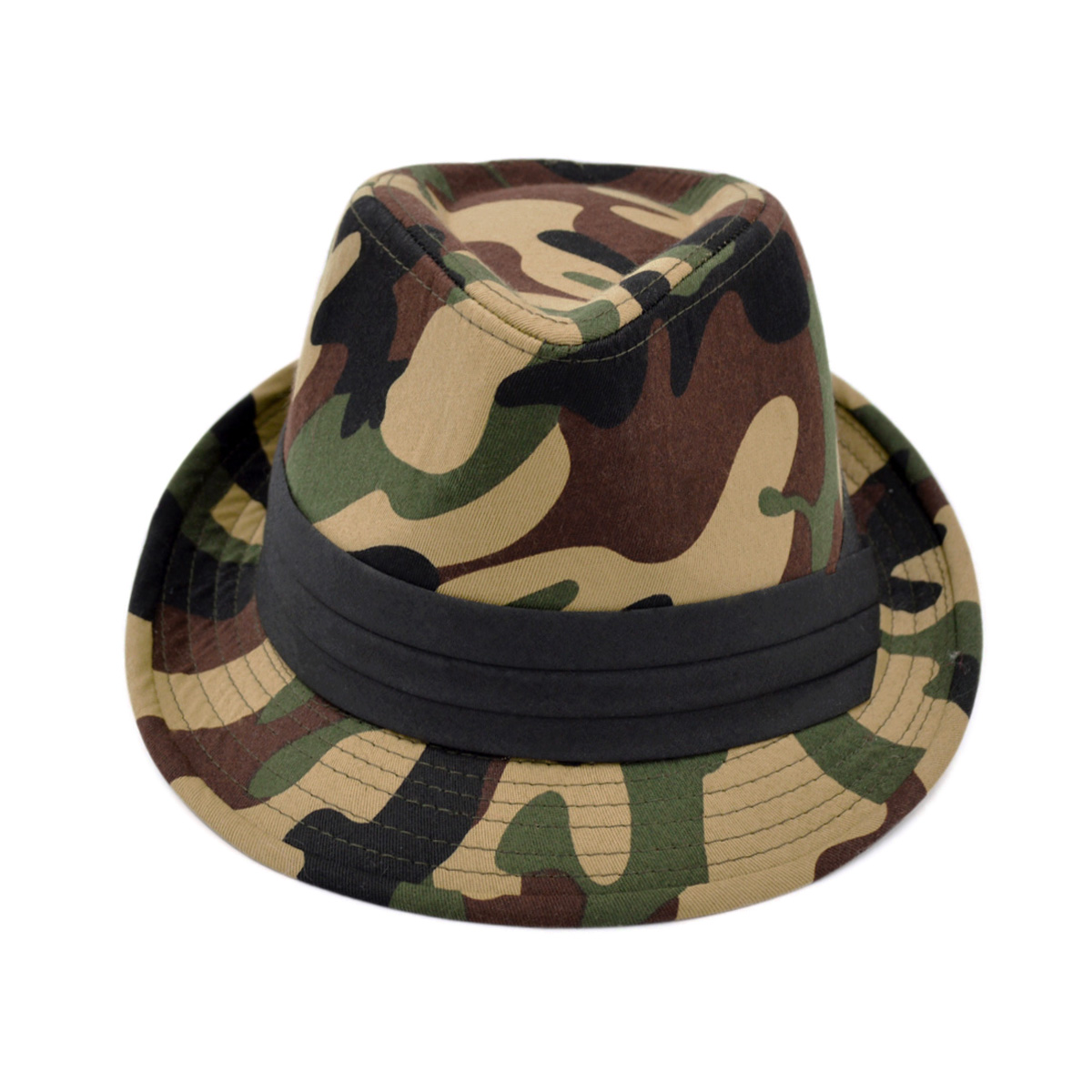 Premium Unisex Camouflage Black Band Fedora Hat - image 3 of 4