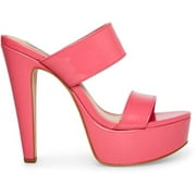 Steve Madden Kathryn Hot Pink Slip On Open Toe Platform High Heel Mule Sandal