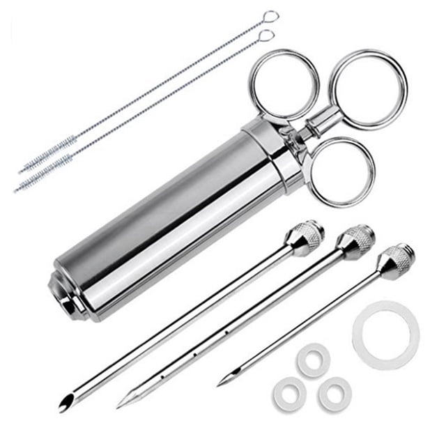 Kit de inyector de carne de acero inoxidable 304 de alta resistencia con barril de gran capacidad de 60 ml con 3 agujas de adobo comerciales