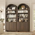 thumbnail image 2 of 81" Tall Arched Bookshelf, Kitchen Pantry Storage Cabinet, 6-Tier Bookcase with 2 Doors for Living Room, Kitchen, Home Office, Walnut, 2 of 8