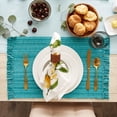 thumbnail image 3 of Variegated Teal Fringe Placemat (Set of 6), 3 of 3