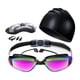 thumbnail image 2 of Juego de 5 piezas de gafas y gorro de natación para hombres y mujeres adultos en piscina. Violeta negra, 2 of 8