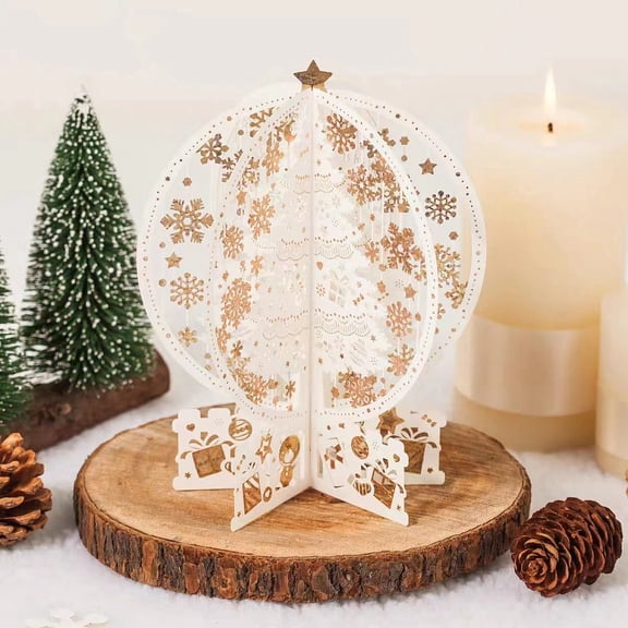 3D Christmas Tree Christmas Cards with Envelope for Festival Greeting Party Invitation White 180x140mm